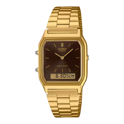 Casio Vintage Gold and Brown ANADIGI Watch - AQ-230GA-5AMQYDF