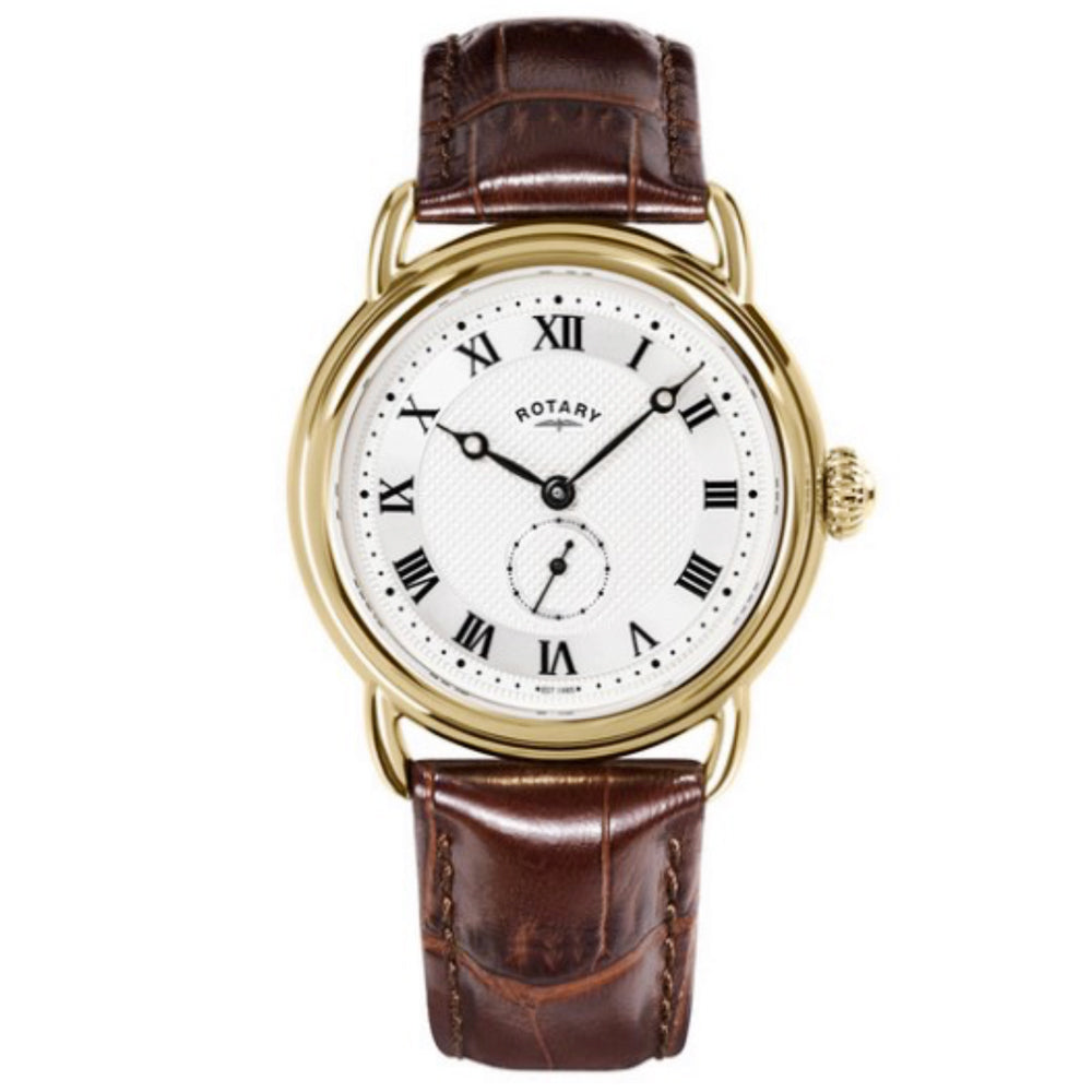 ROTARY Heritage Gents Gold & Brown Leather Watch -: RGS10014/06