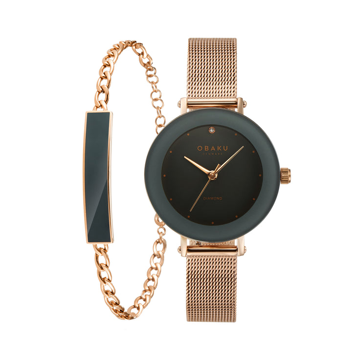 Obaku Lilje Blush Ladies Watch Boxset - V299LXVJMV -  V299LXVJMV
