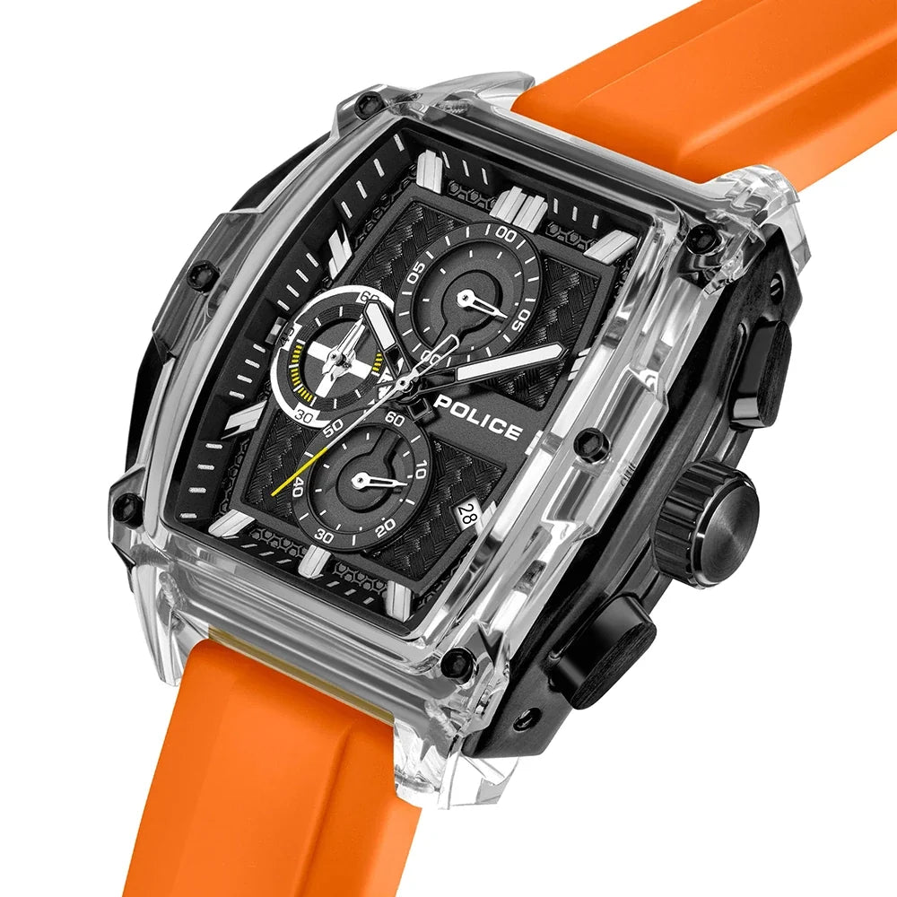 Police Clout Tank Quartz Chronograph Black Dial Watch - PEWGO00778X2