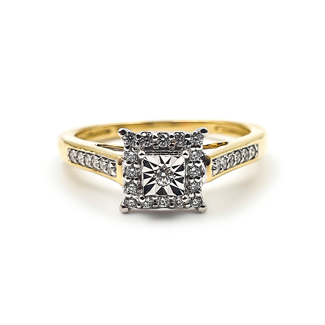 9ct Two-Toned Gold Diamond Cluster Engagement Ring The_Diamond_box_South_Africa