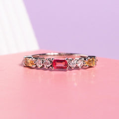 9ct White Gold Ladies Semi-Precious and Diamond Band The_Diamond_box_South_Africa