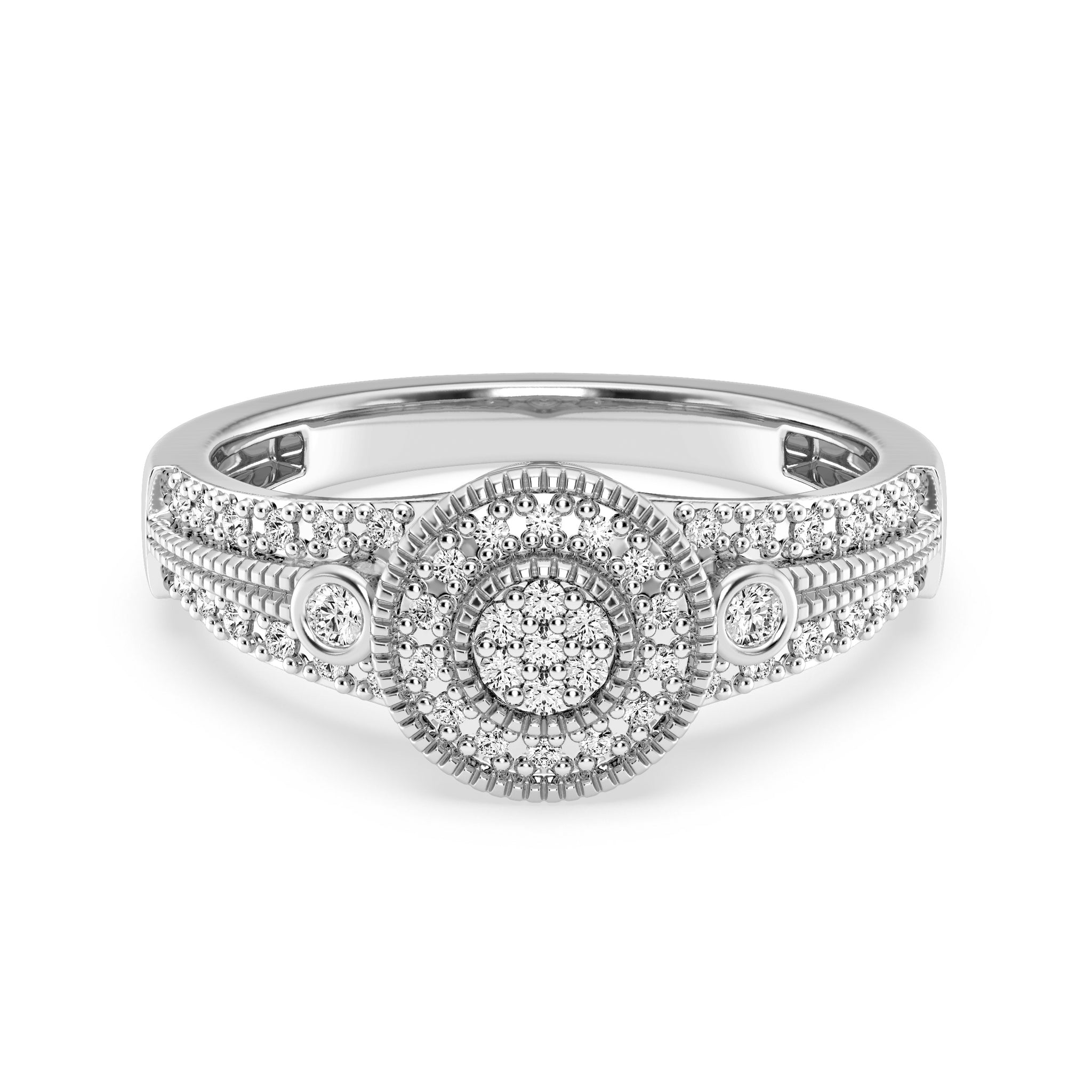 9ct White Gold Ladies Diamond Cluster Engagement Ring 639JWR