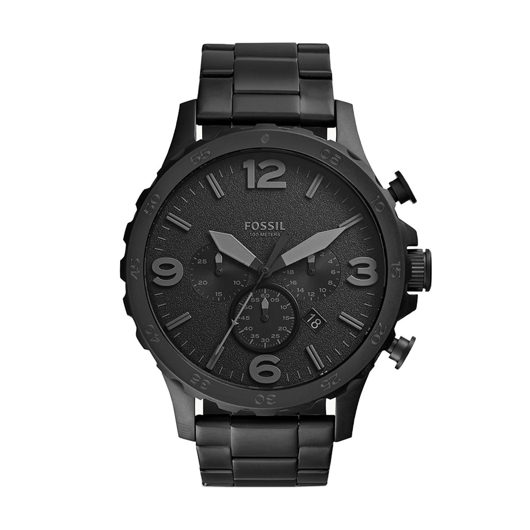 Fossil Nate Chronograph Black Stainless Steel Watch - JR1401