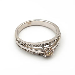 9ct White Gold Ladies Diamond Ring