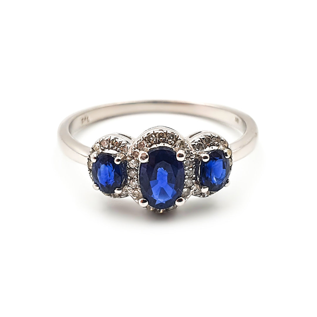 9ct White Gold Ladies Sapphire and Diamond Engagement Ring The_Diamond_box_South_Africa