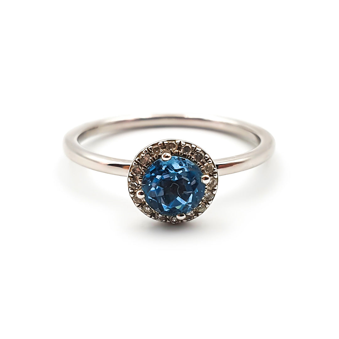 9ct White Gold Ladies Blue Topaz and Diamond Engagement Ring The_Diamond_box_South_Africa