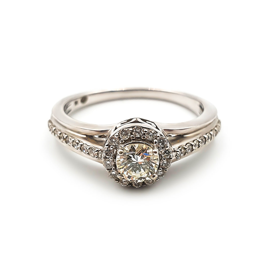 9ct White Gold Ladies Diamond halo Engagement Ring The_Diamond_box_South_Africa