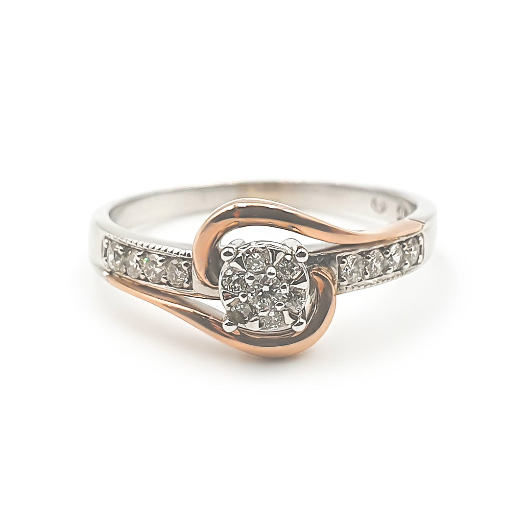 9ct Two-Toned Gold Ladies Diamond Cluster Engagement Ring The_Diamond_box_South_Africa