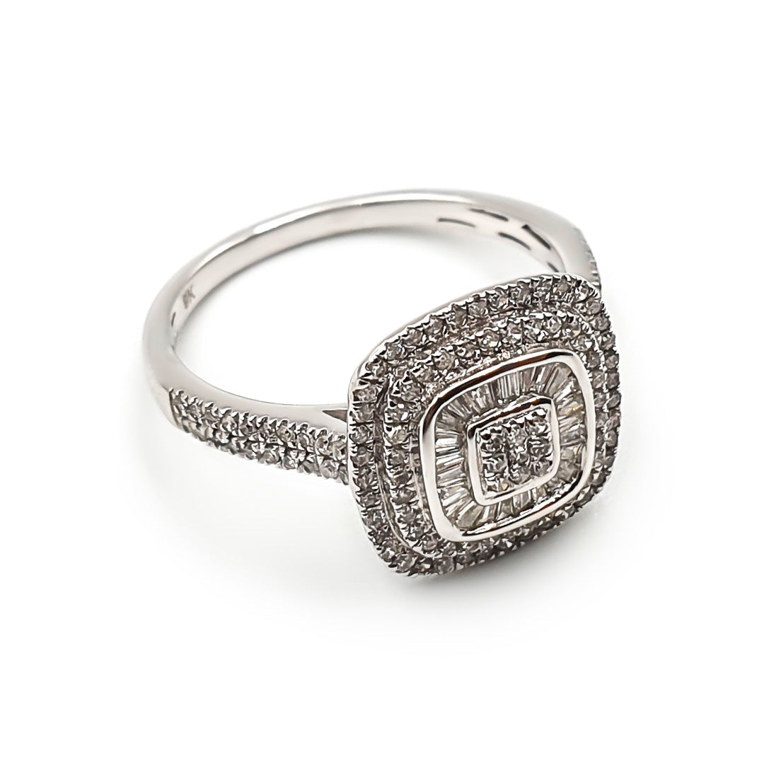 9ct White Gold Ladies Diamond Ring