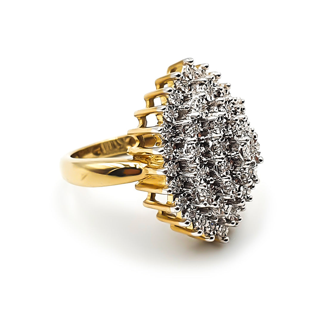 9ct Yellow Gold Ladies Diamond Ring