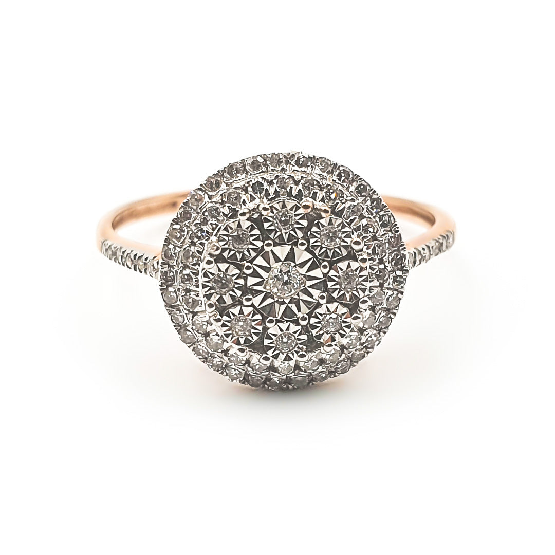9ct Rose Gold Ladies Diamond Cluster Ring The_Diamond_box_South_Africa