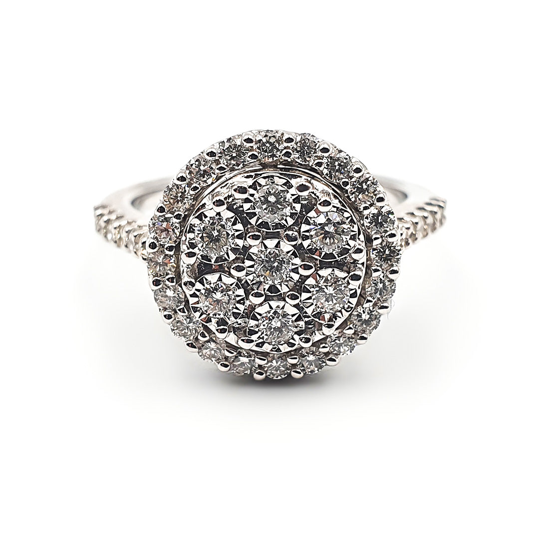 9ct White Gold Ladies Diamond Cluster Engagement Ring The_Diamond_box_South_Africa