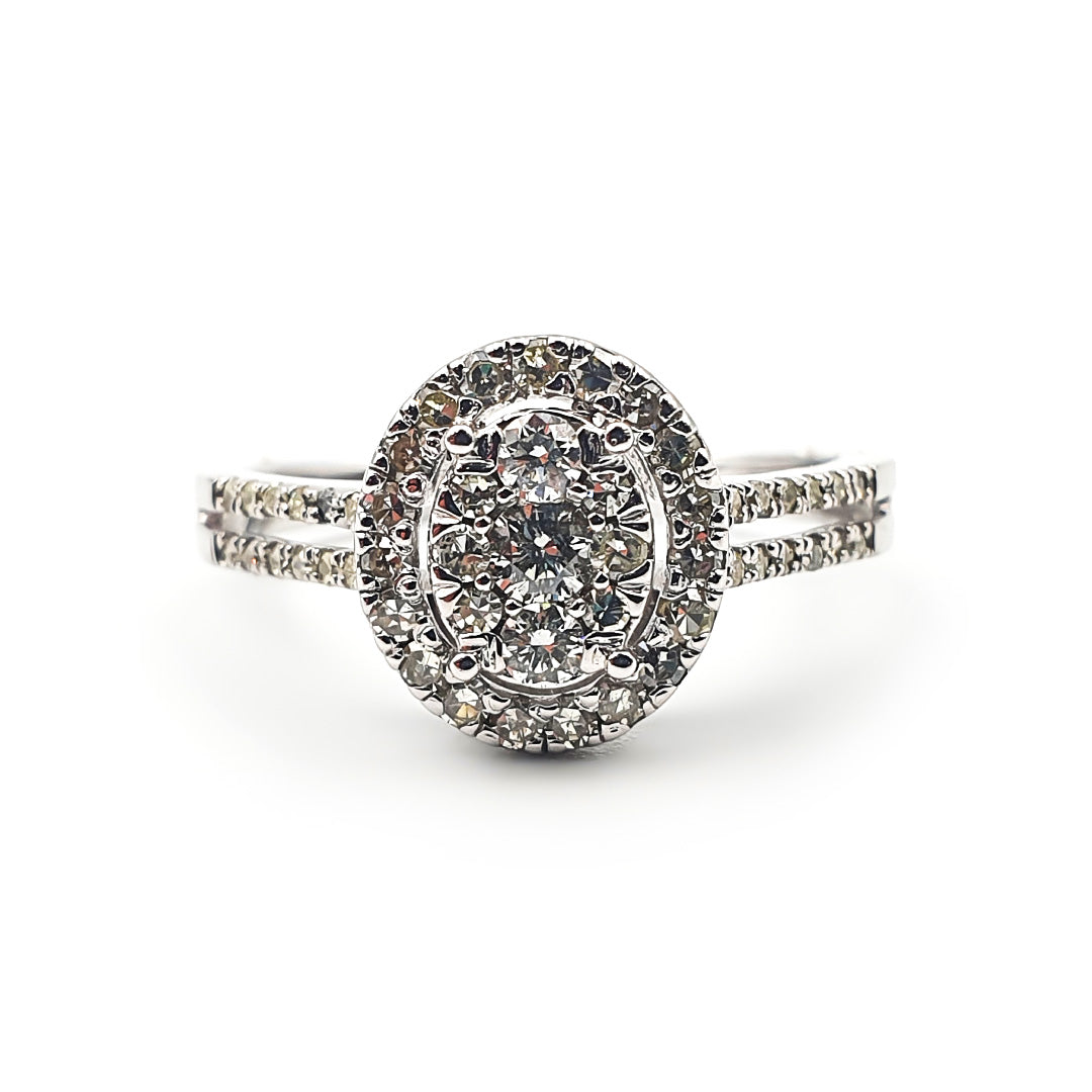 9ct White Gold Ladies Diamond Halo Cluster Engagement Ring The_Diamond_box_South_Africa