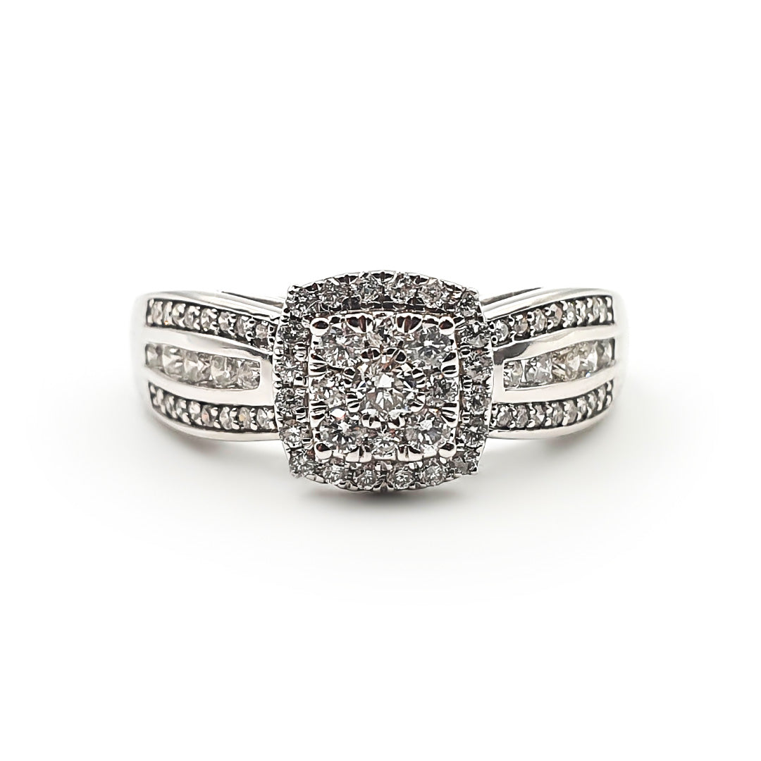 9ct White Gold Ladies Diamond Cluster Engagement Ring The_Diamond_box_South_Africa