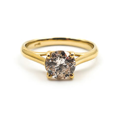 18ct Yellow Gold Ladies 1,00ct Diamond Solitaire Engagement Ring