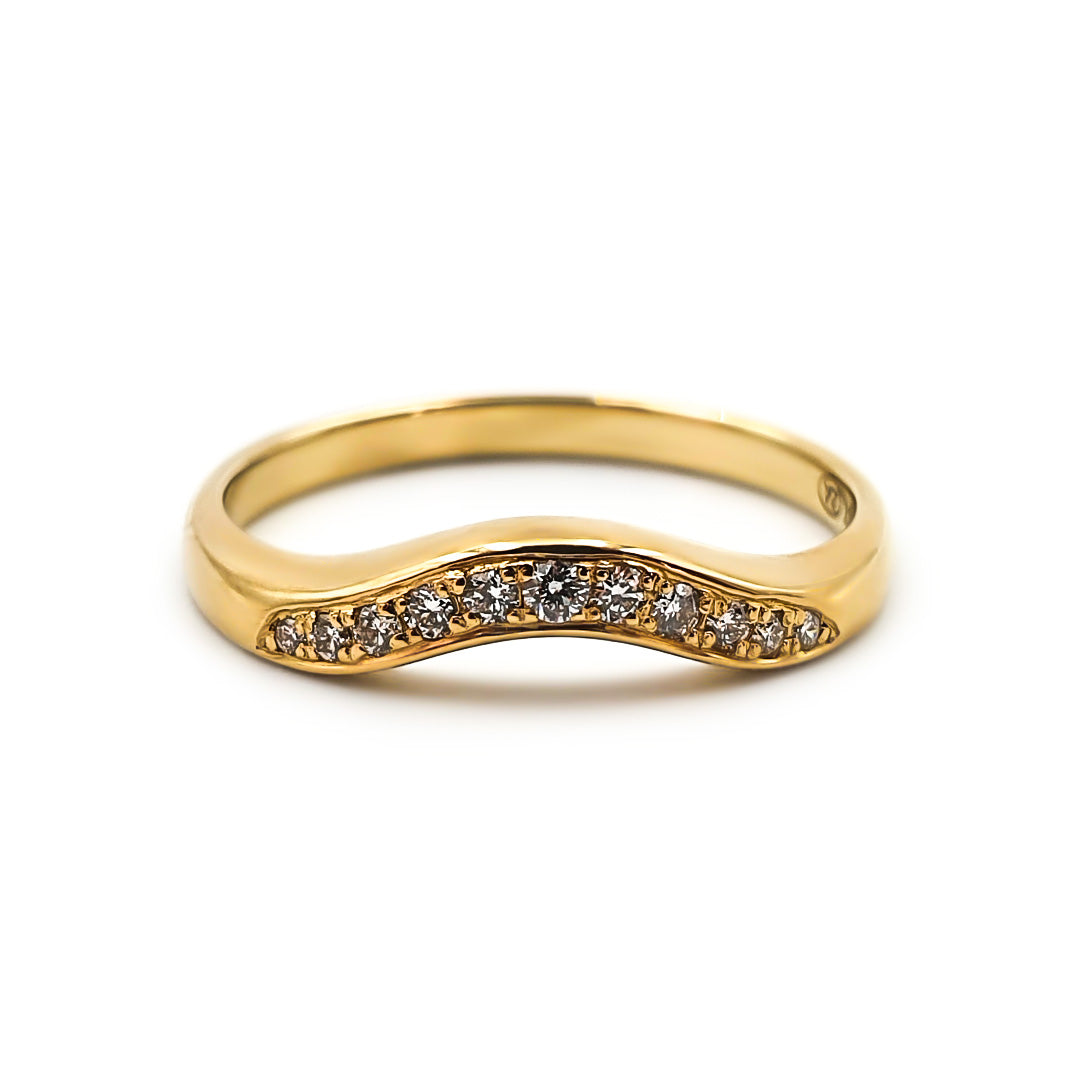 9ct Yellow Gold Ladies Curved Diamond Band | 0.11ct The_Diamond_box_South_Africa