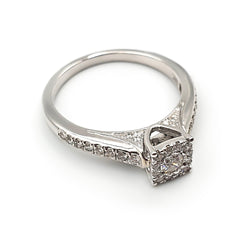 9ct White Gold Ladies Diamond Cluster Engagement Ring