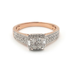 9ct Rose Gold Ladies Diamond Cluster Engagement Ring