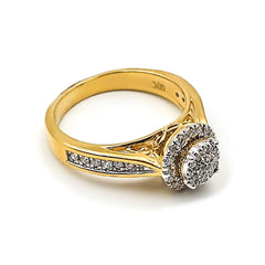 9ct Yellow Gold Ladies Diamond Cluster Engagement Ring