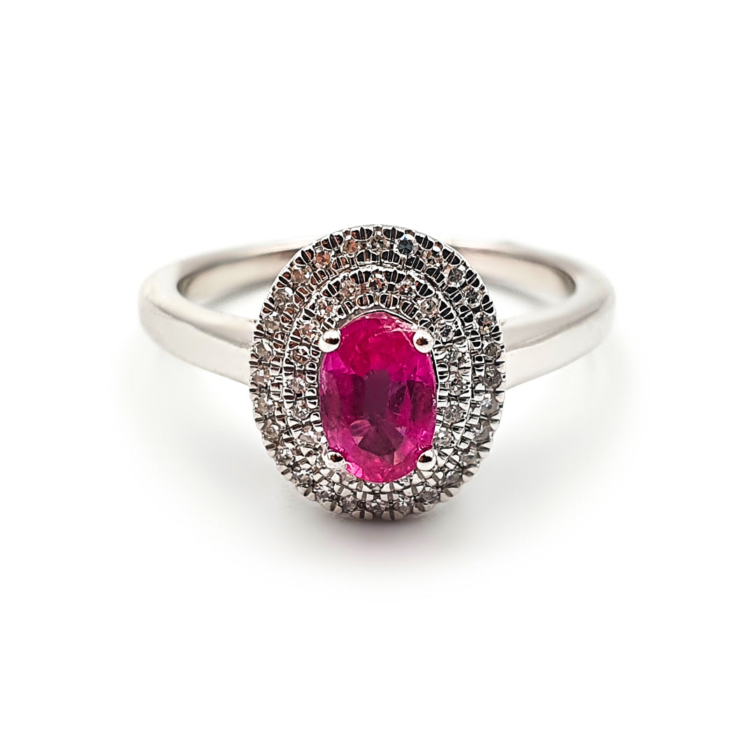 9ct White Gold Ladies Diamond and Ruby Engagement Ring The_Diamond_box_South_Africa