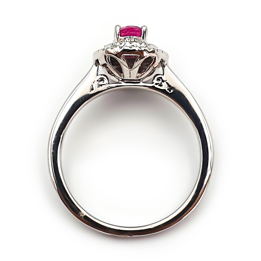 9ct White Gold Ladies Diamond and Ruby Engagement Ring