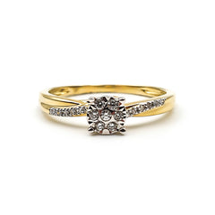 9ct Yellow Gold Ladies Diamond Cluster Engagement Ring