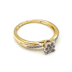 9ct Yellow Gold Ladies Diamond Cluster Engagement Ring