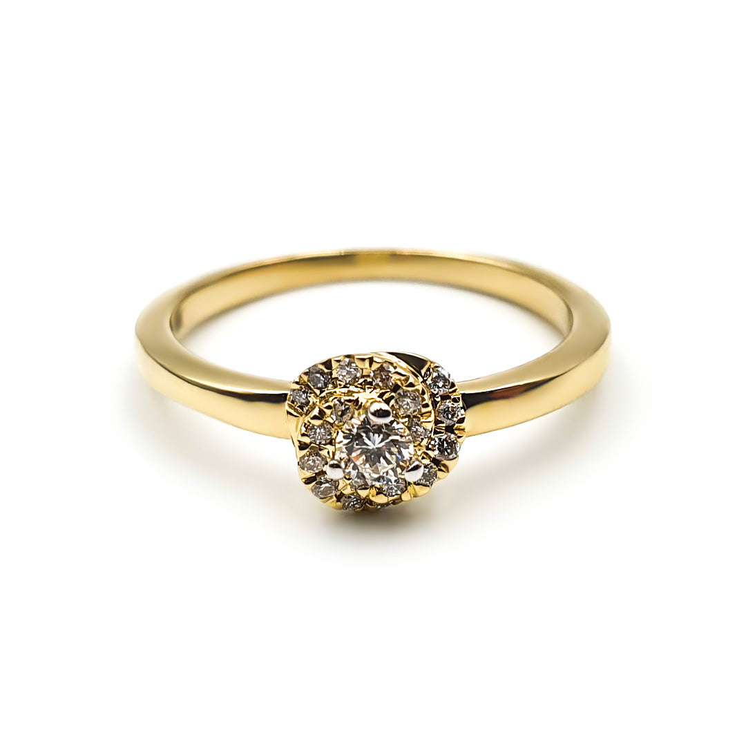 9ct Yellow Gold Ladies Diamond Cluster Engagement Ring The_Diamond_box_South_Africa