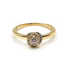 9ct Yellow Gold Ladies Diamond Cluster Engagement Ring