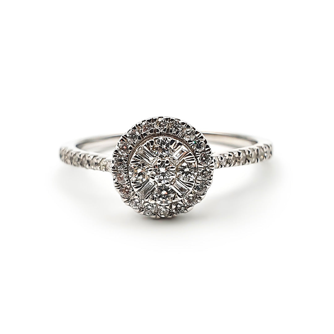 9ct White Gold Ladies Diamond Halo Cluster Engagement Ring The_Diamond_box_South_Africa