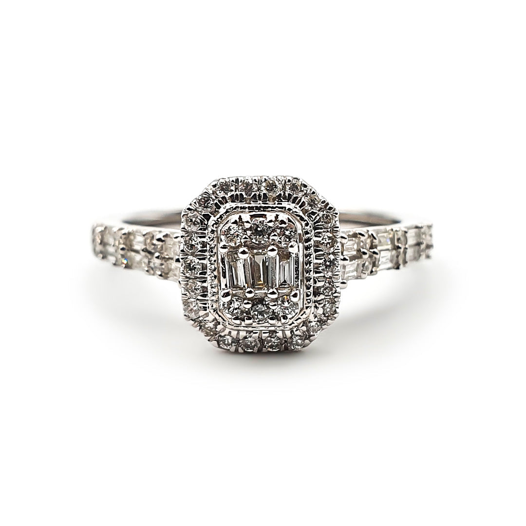 9ct White Gold Ladies Diamond Cluster Engagement Ring The_Diamond_box_South_Africa