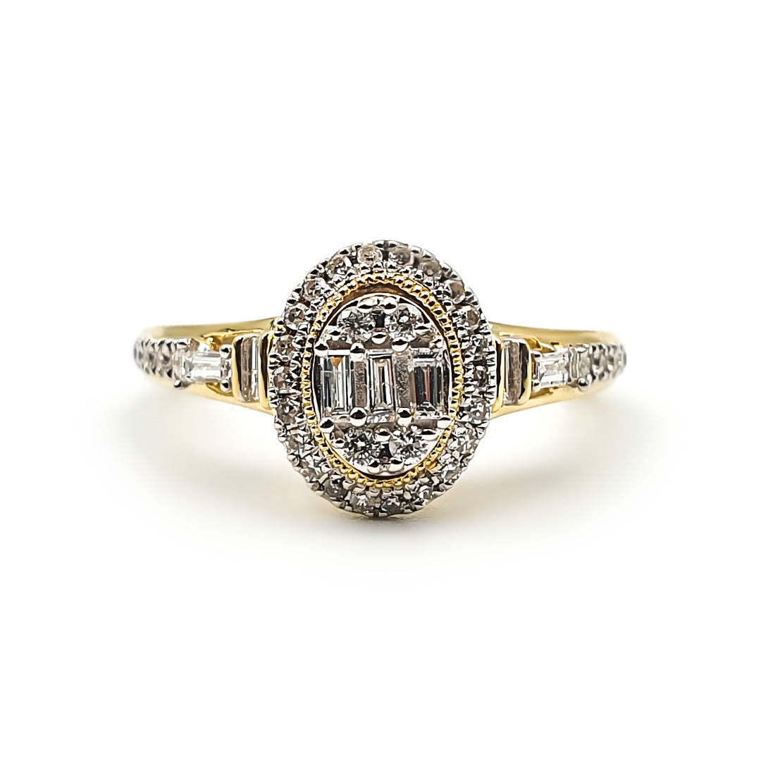 9ct Yellow Gold Ladies Diamond Halo Cluster Engagement Ring The_Diamond_box_South_Africa
