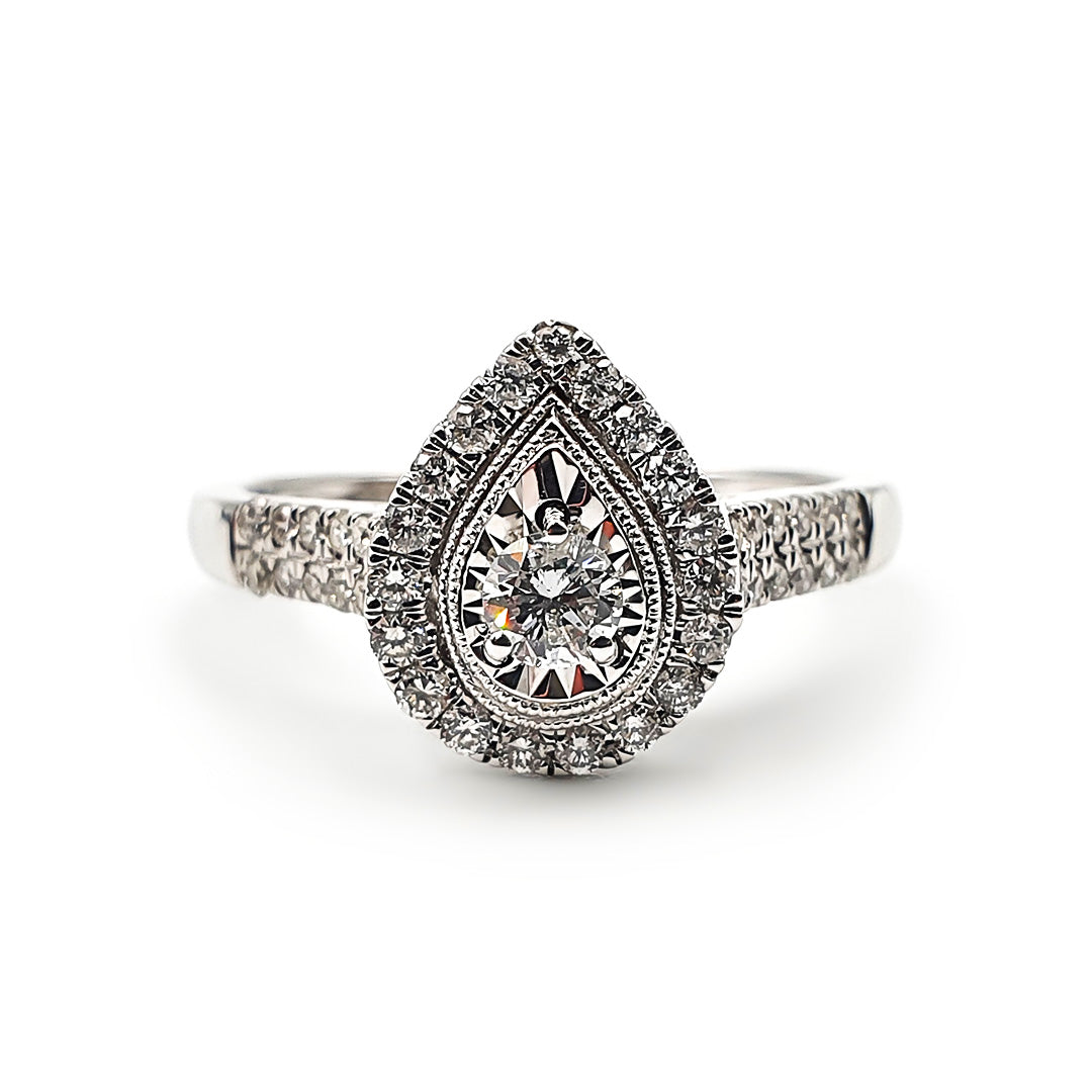 9ct White Gold Ladies Diamond Cluster Engagement Ring The_Diamond_box_South_Africa