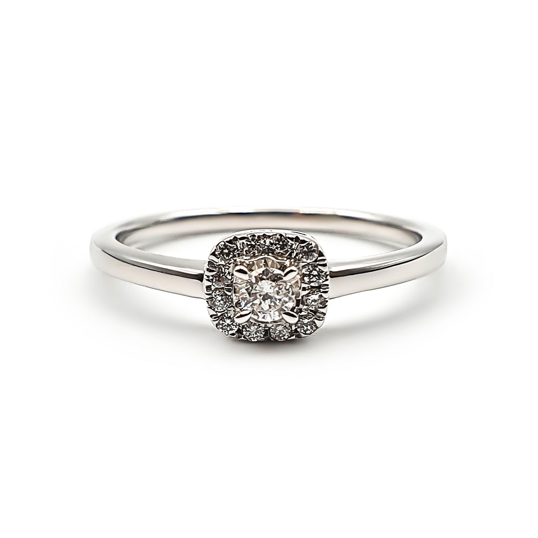 9ct White Gold Ladies Diamond Halo Engagement Ring The_Diamond_box_South_Africa