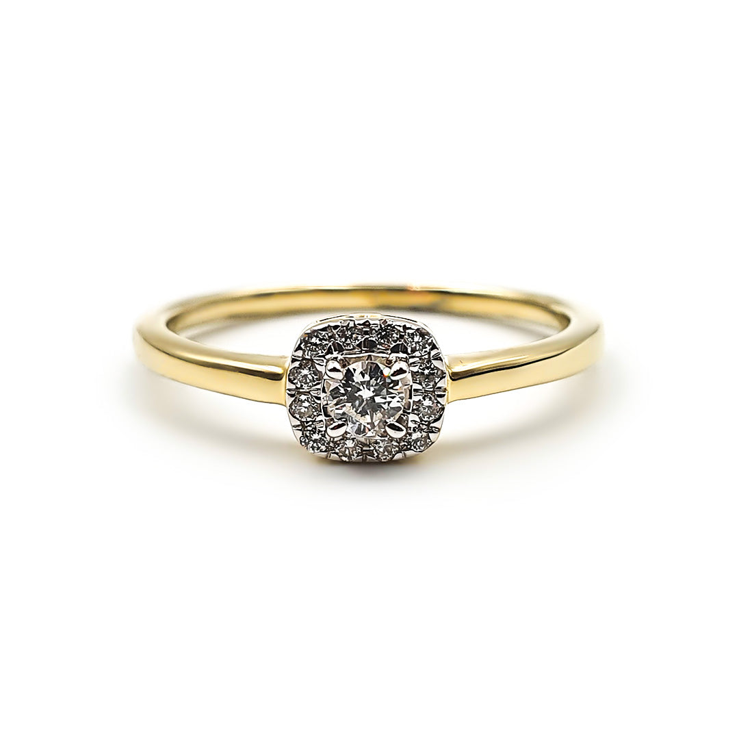 9ct Yellow Gold Ladies Diamond Halo Engagement Ring The_Diamond_box_South_Africa