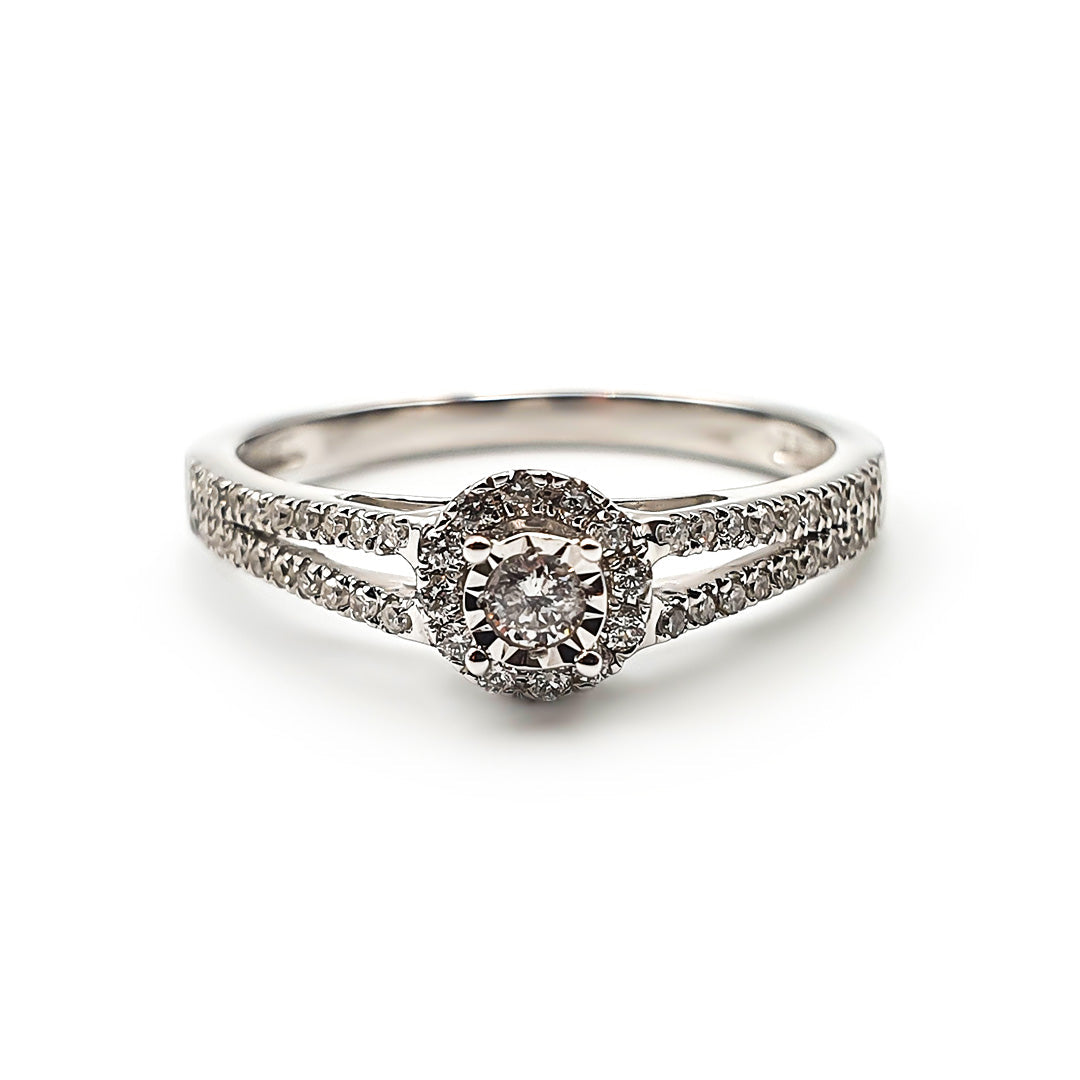 9ct White Gold Ladies Diamond Halo Engagement Ring The_Diamond_box_South_Africa