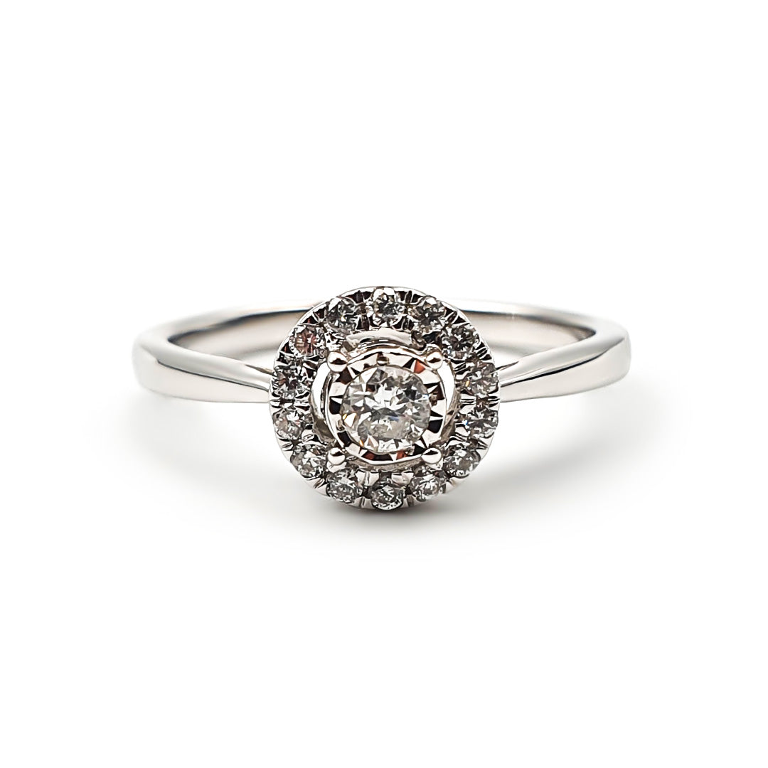 9ct White Gold Ladies Diamond Halo Engagement Ring The_Diamond_box_South_Africa