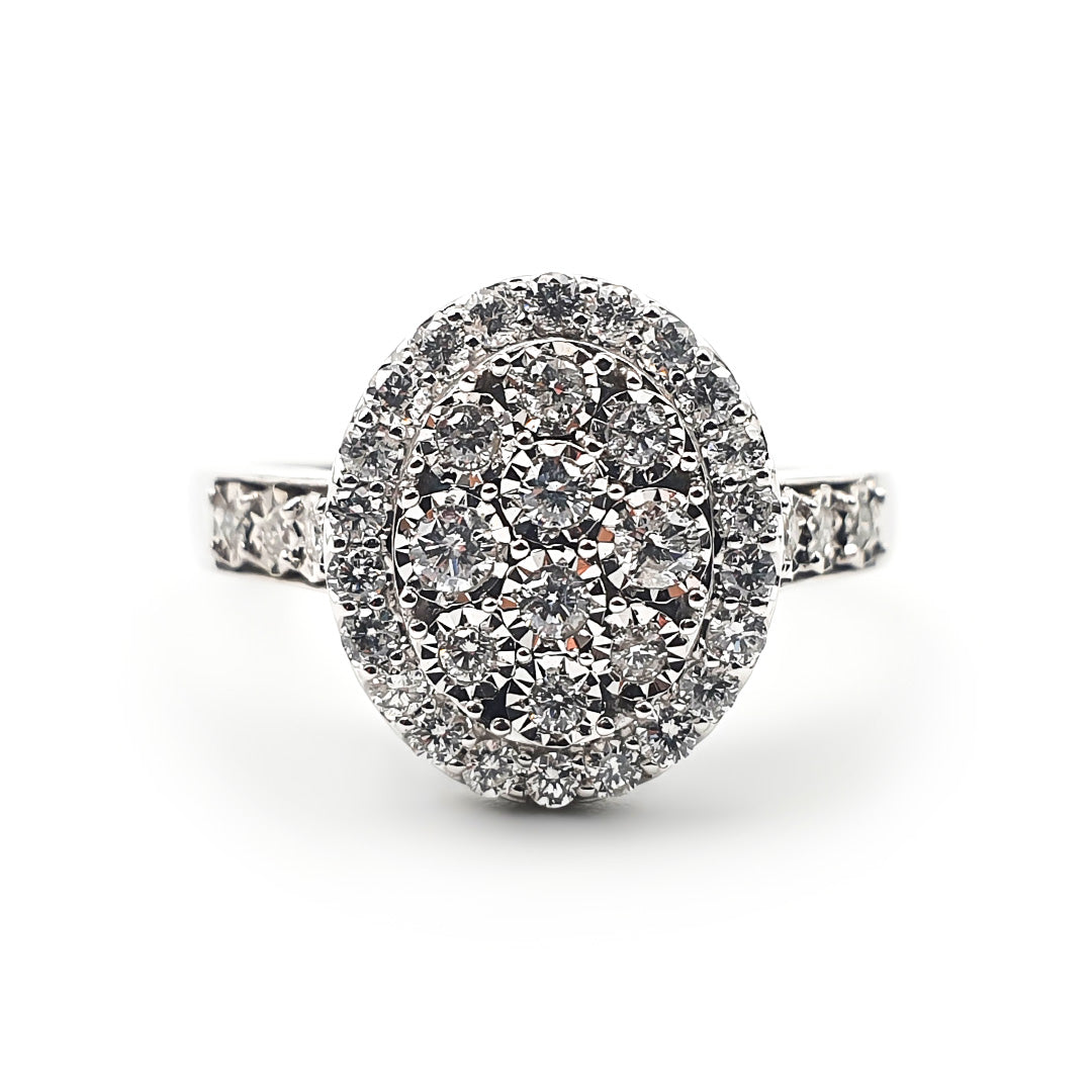 9ct White Gold Ladies Diamond Cluster Engagement Ring The_Diamond_box_South_Africa