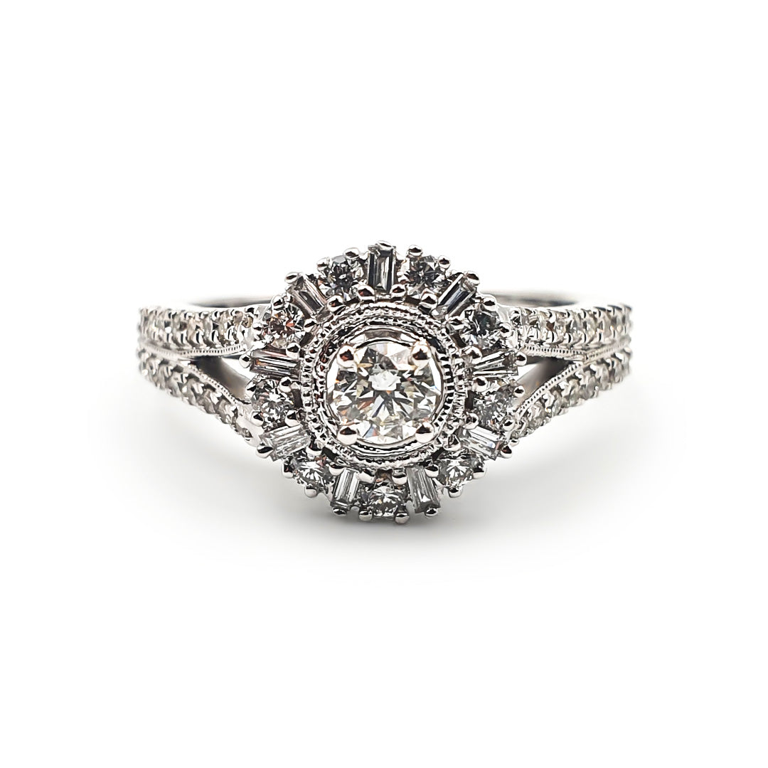 9ct White Gold Diamond Halo Cluster Engagement Ring The_Diamond_box_South_Africa