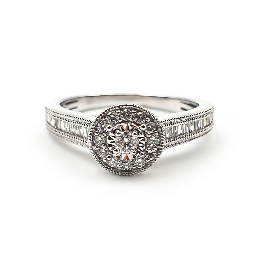 9ct White Gold Diamond Halo Engagement Ring The_Diamond_box_South_Africa