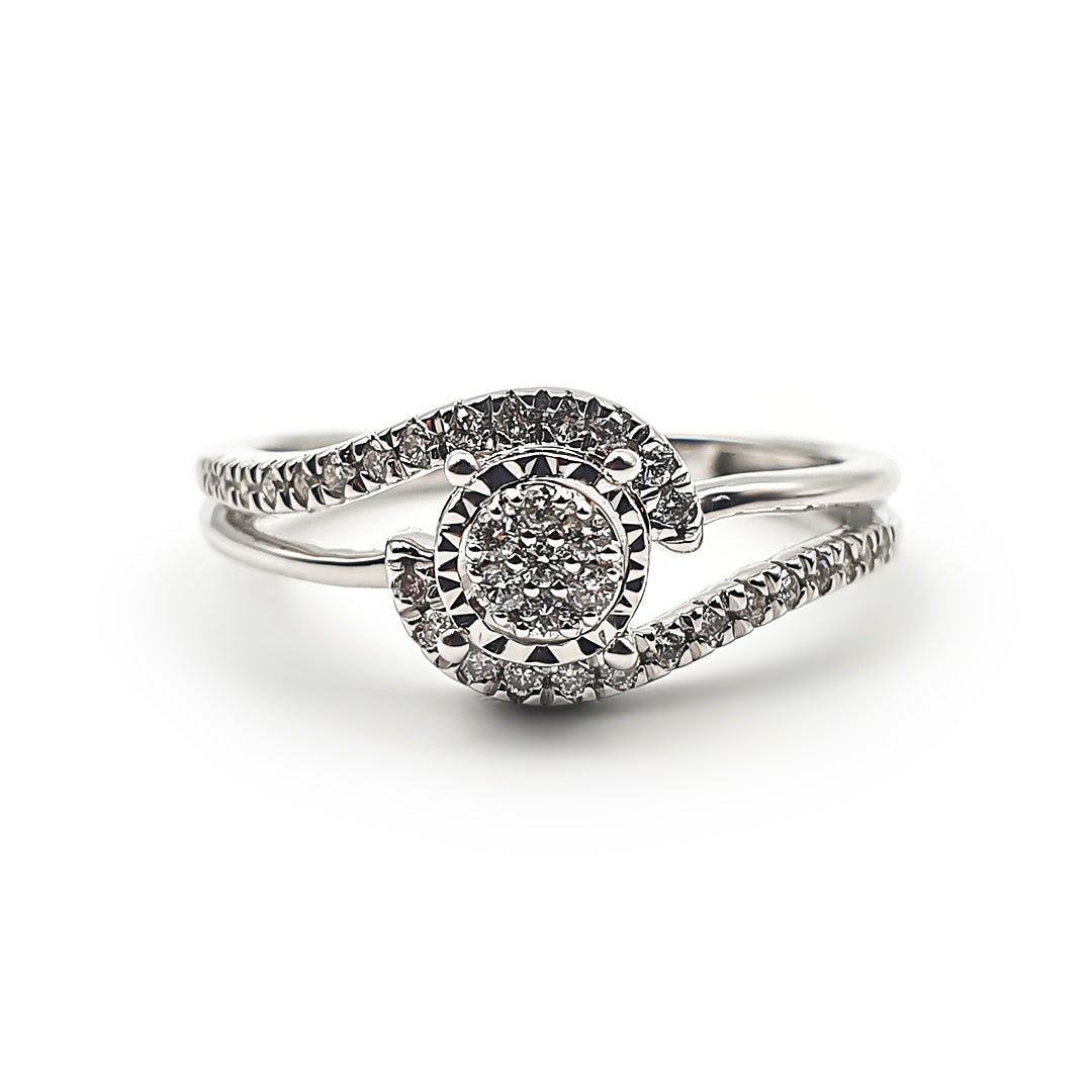 9ct White Gold Ladies Diamond Cluster Engagement Ring The_Diamond_box_South_Africa