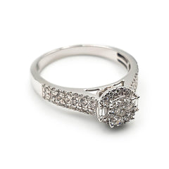 9ct White Gold Ladies Diamond Cluster Engagement Ring