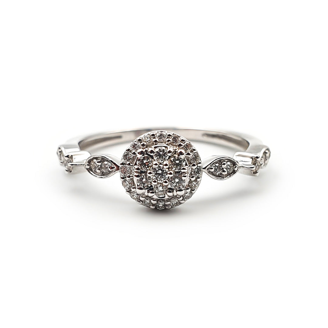 9ct White Gold Ladies Diamond Cluster Engagement Ring The_Diamond_box_South_Africa