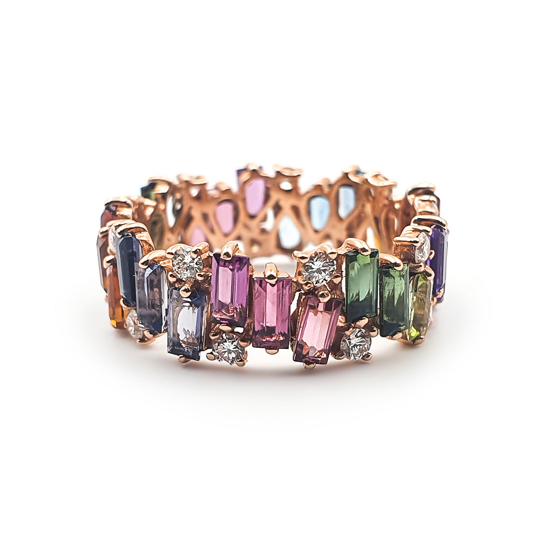 18ct Rose Gold Ladies Semi-Precious and Diamond Band The_Diamond_box_South_Africa