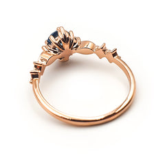 9ct Rose Gold Ladies London Blue Topaz Solitaire Ring