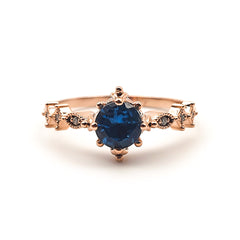 9ct Rose Gold Ladies London Blue Topaz Solitaire Ring