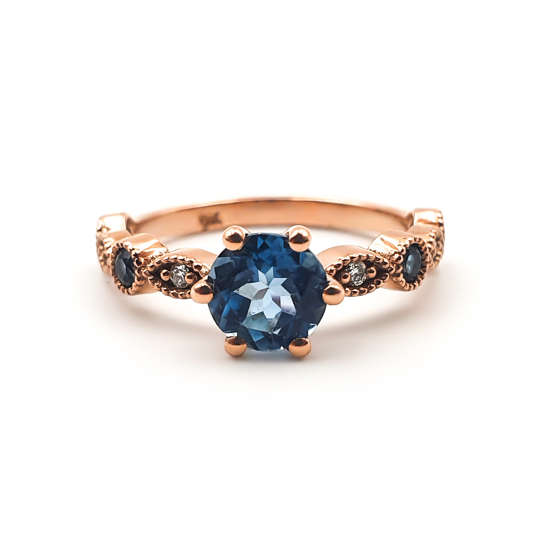9ct Rose Gold Ladies London Blue Topaz Solitaire Ring The_Diamond_box_South_Africa