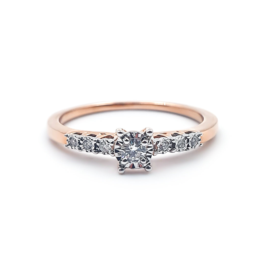 9ct Rose Gold Ladies Diamond Cluster Engagement Ring The_Diamond_box_South_Africa