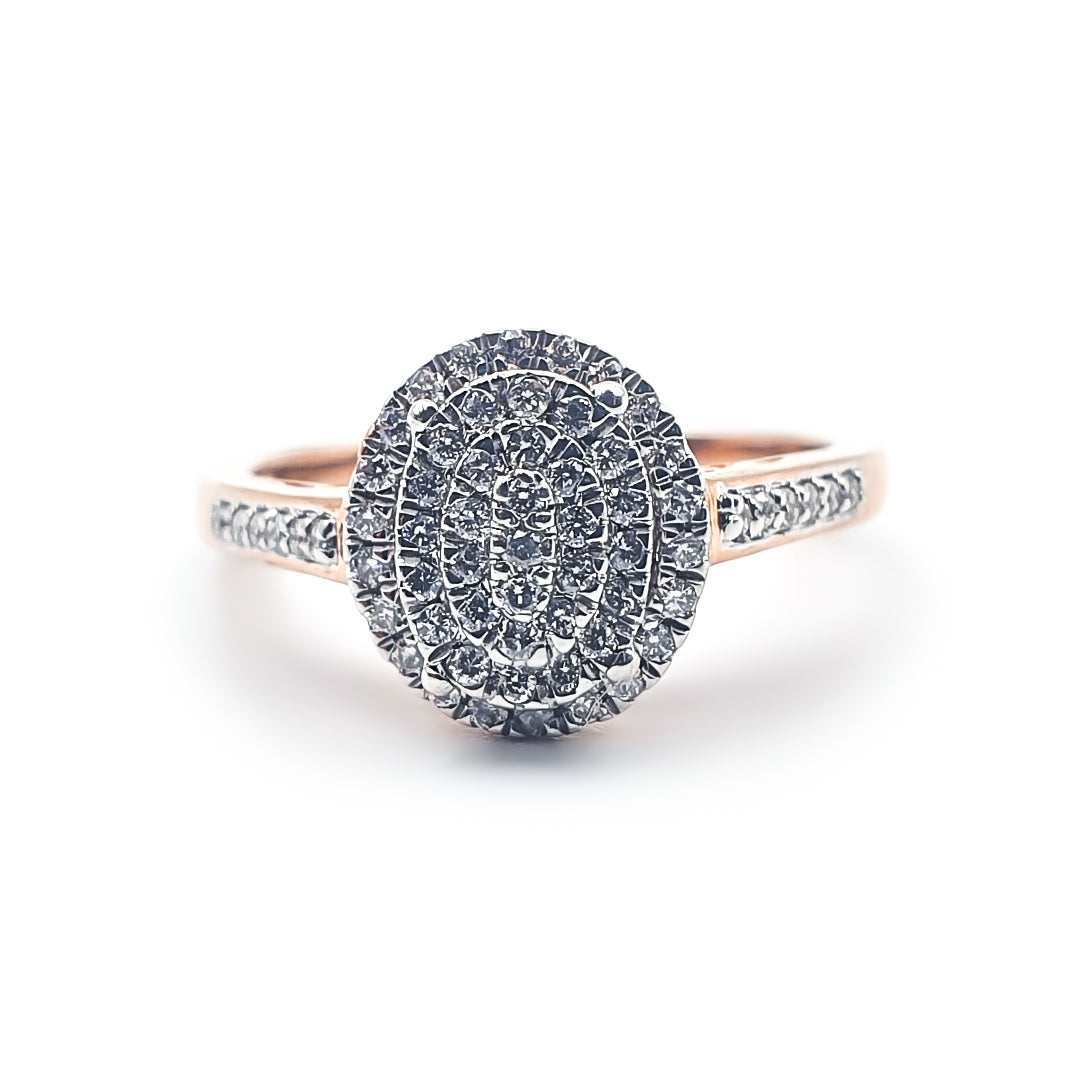 9ct Rose Gold Ladies Diamond Cluster Engagement Ring The_Diamond_box_South_Africa